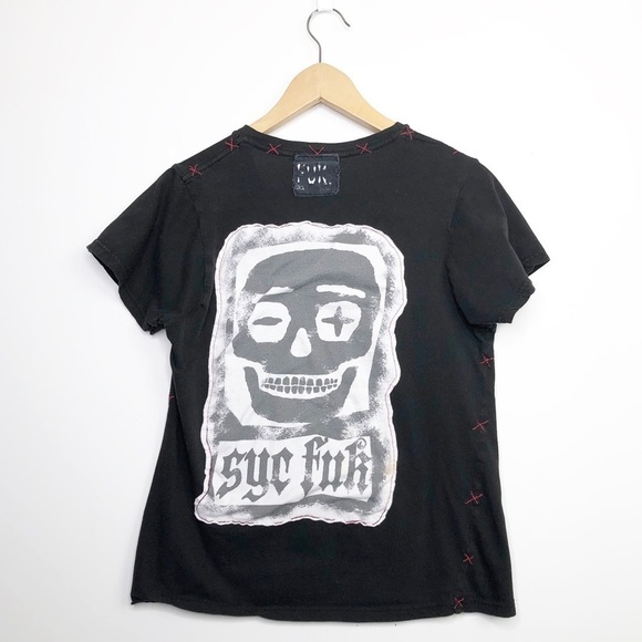𝅺Syc Los Angeles Fuk Black graphic T-shirt - Picture 3 of 12